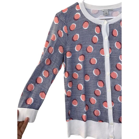 Halogen Women's Sz: SP Button Down Long Sleeve Polka Dot Cardigan Sweater - Picture 3 of 8